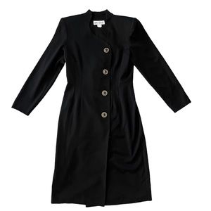 Vintage Ann Tobias Black Long Sleeve Midi Dress Size 8